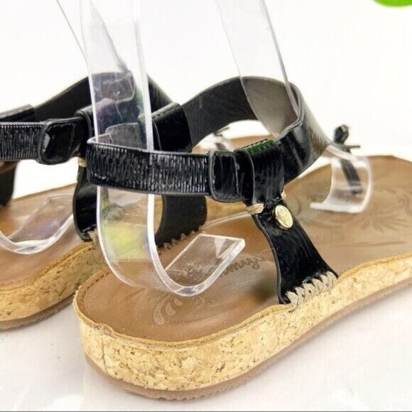 Tommy Bahama Women's Tanna Sandal Size 6 Thong Flat Black Patent Slingback Shoe - Picture 5 of 10